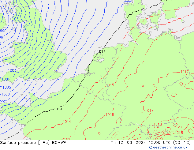 Yer basıncı ECMWF Per 13.06.2024 18 UTC