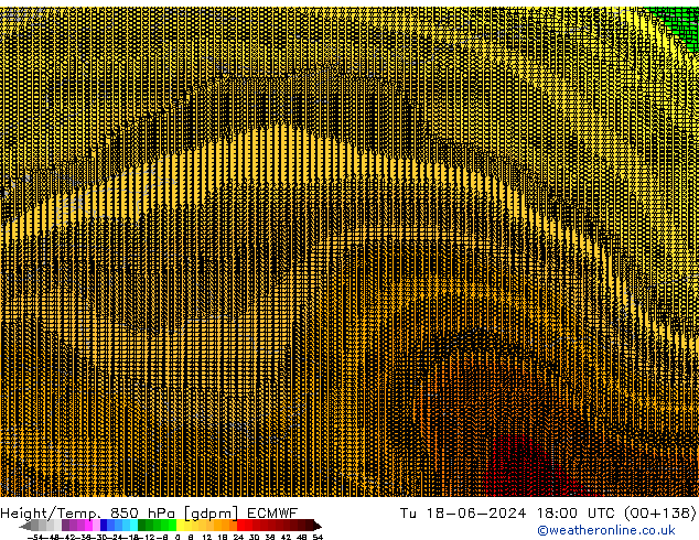 Height/Temp. 850 hPa ECMWF Di 18.06.2024 18 UTC