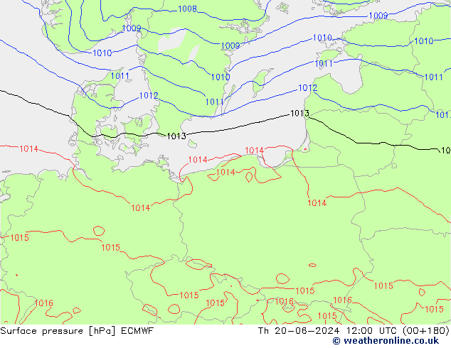 Pressione al suolo ECMWF gio 20.06.2024 12 UTC