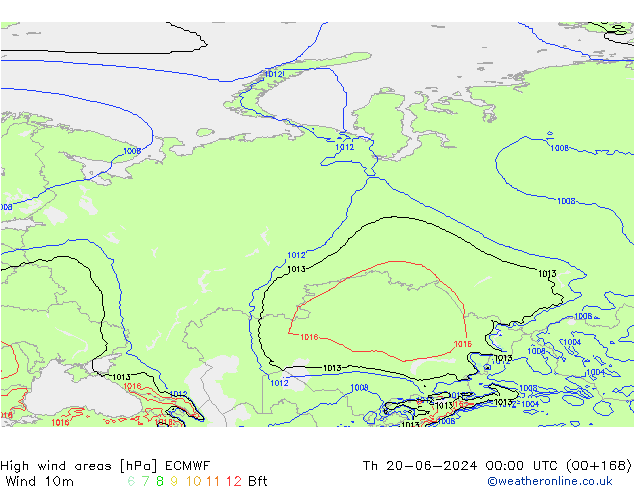 High wind areas ECMWF Th 20.06.2024 00 UTC