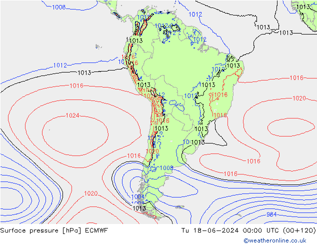 Bodendruck ECMWF Di 18.06.2024 00 UTC