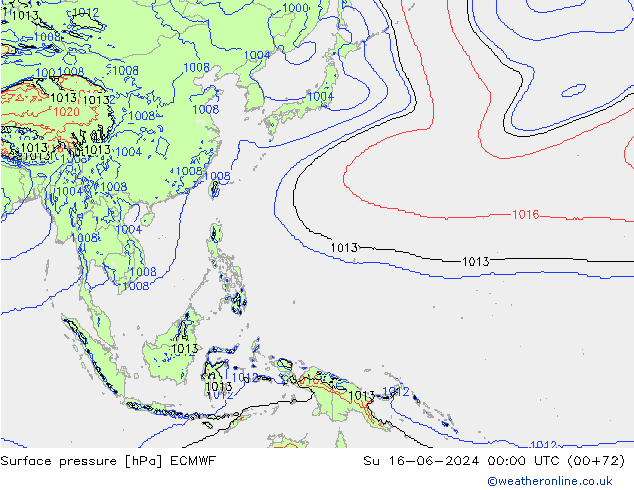 pression de l'air ECMWF dim 16.06.2024 00 UTC
