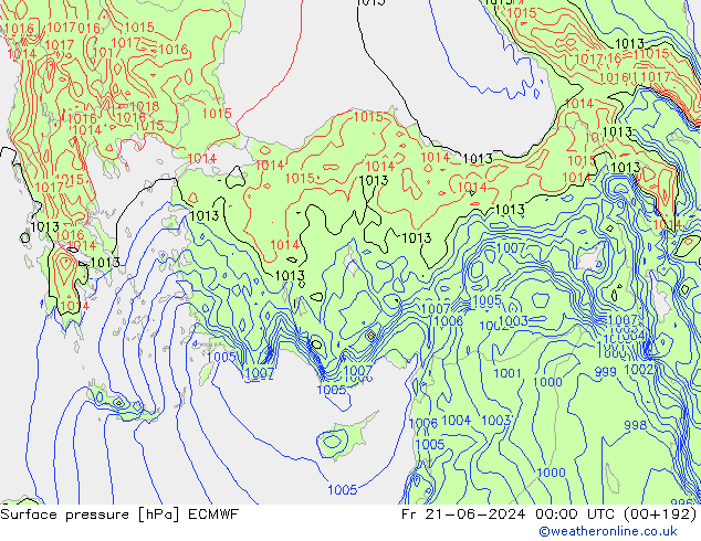 Bodendruck ECMWF Fr 21.06.2024 00 UTC