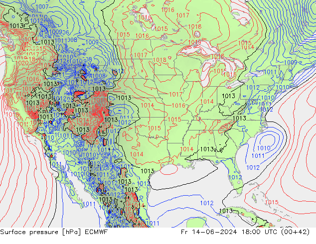 Yer basıncı ECMWF Cu 14.06.2024 18 UTC