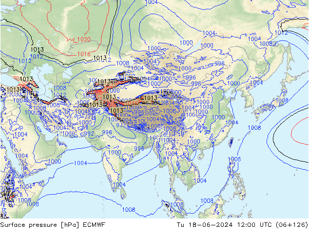 Bodendruck ECMWF Di 18.06.2024 12 UTC