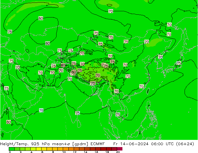 Height/Temp. 925 hPa ECMWF Fr 14.06.2024 06 UTC