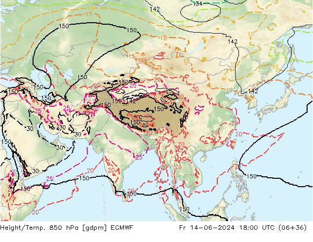 Height/Temp. 850 hPa ECMWF pt. 14.06.2024 18 UTC