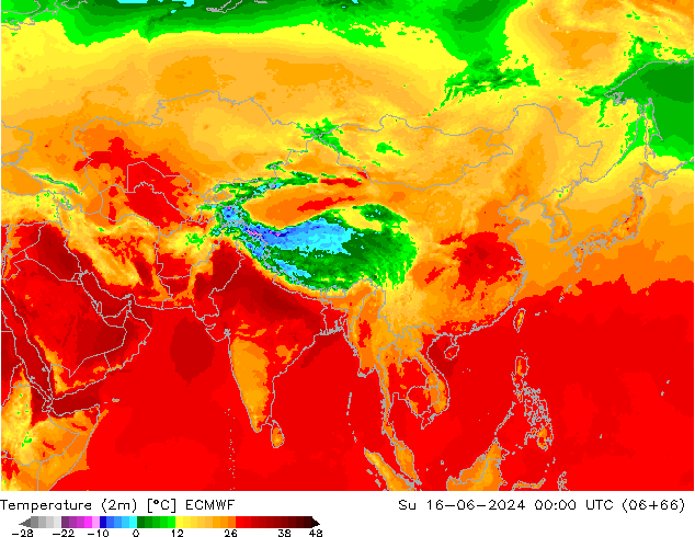 Temperature (2m) ECMWF Su 16.06.2024 00 UTC