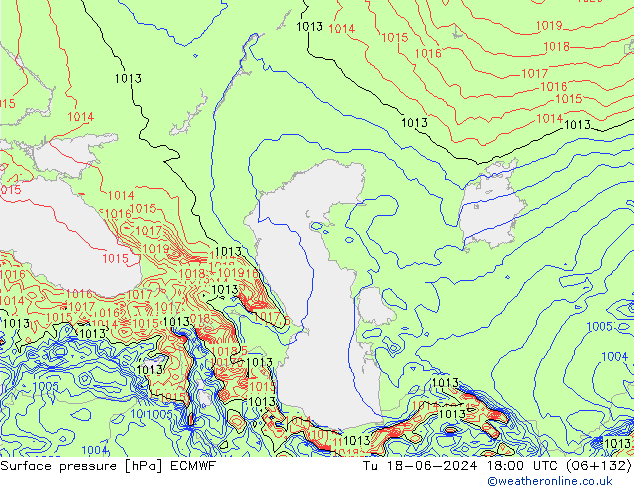 ciśnienie ECMWF wto. 18.06.2024 18 UTC