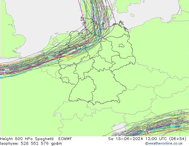 Géop. 500 hPa Spaghetti ECMWF sam 15.06.2024 12 UTC