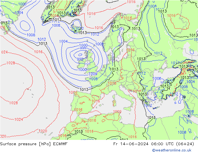 pression de l'air ECMWF ven 14.06.2024 06 UTC