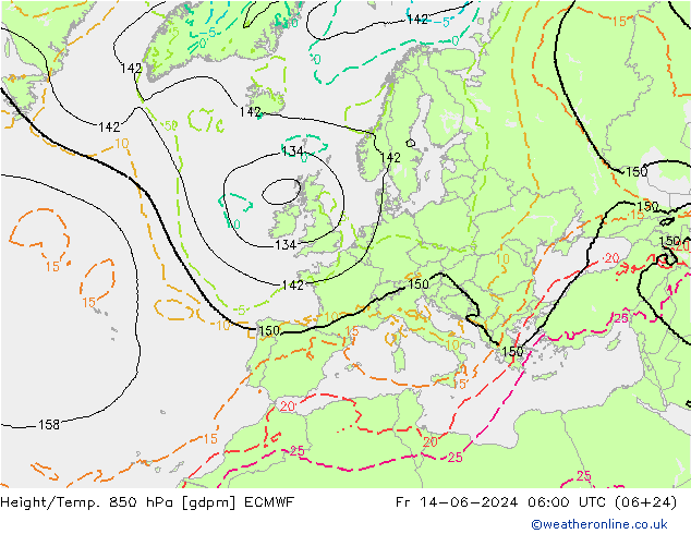 Height/Temp. 850 hPa ECMWF Fr 14.06.2024 06 UTC