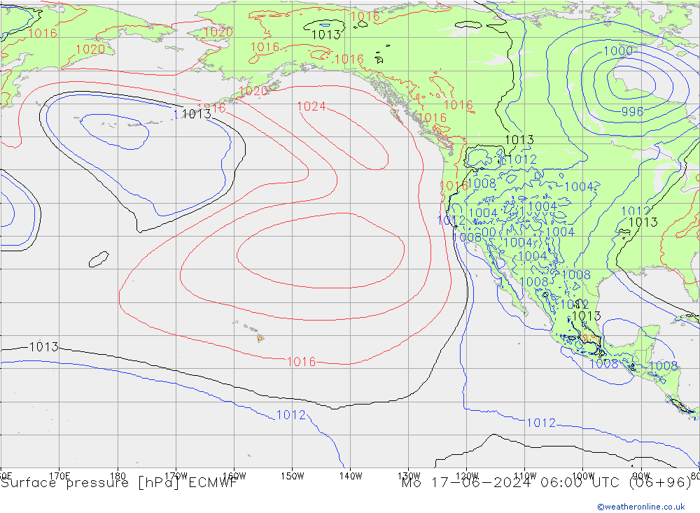 ciśnienie ECMWF pon. 17.06.2024 06 UTC