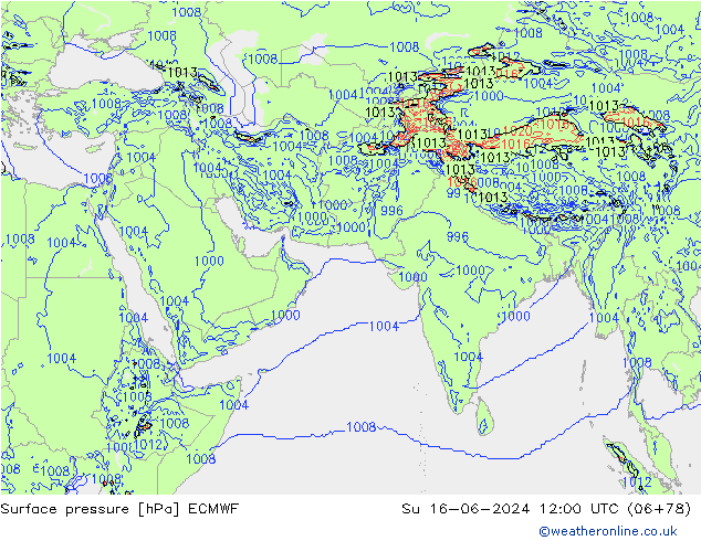 Yer basıncı ECMWF Paz 16.06.2024 12 UTC