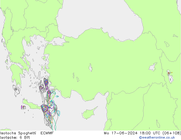 Isotachs Spaghetti ECMWF пн 17.06.2024 18 UTC