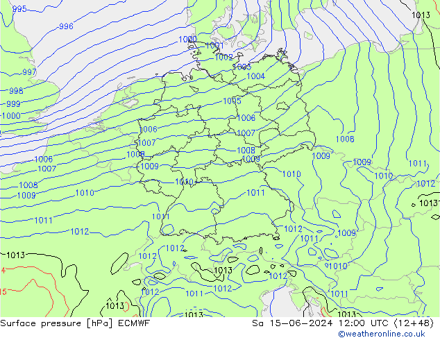 приземное давление ECMWF сб 15.06.2024 12 UTC