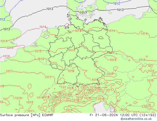 Bodendruck ECMWF Fr 21.06.2024 12 UTC