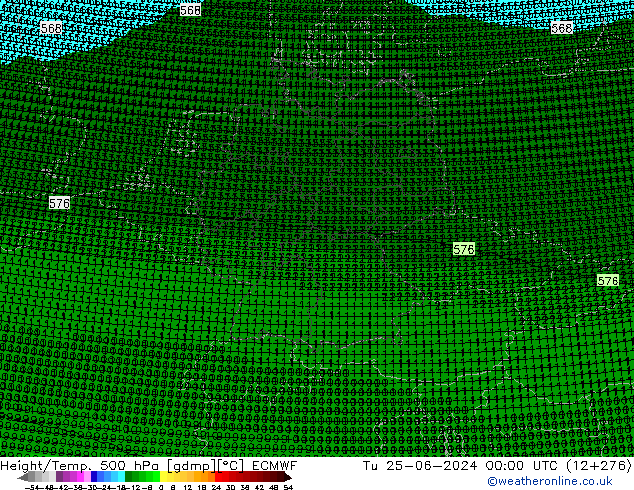 Height/Temp. 500 hPa ECMWF Di 25.06.2024 00 UTC