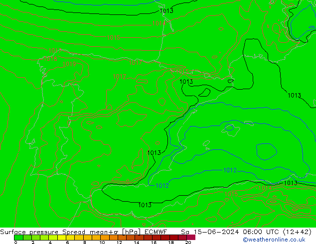 ciśnienie Spread ECMWF so. 15.06.2024 06 UTC