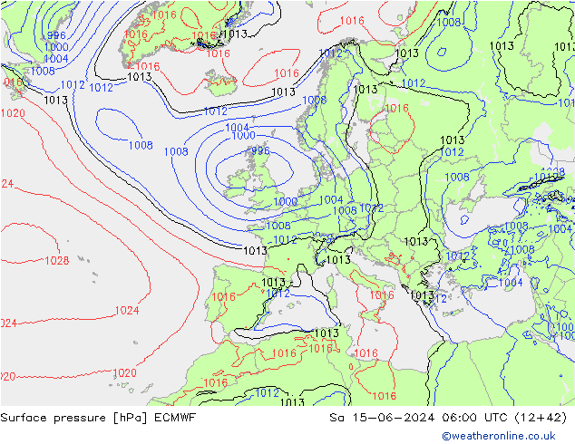 ciśnienie ECMWF so. 15.06.2024 06 UTC