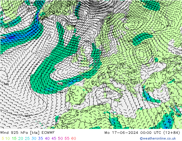 Wind 925 hPa ECMWF Mo 17.06.2024 00 UTC