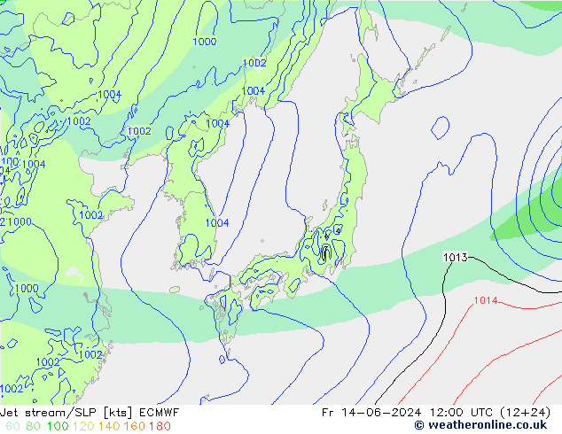 Jet stream/SLP ECMWF Fr 14.06.2024 12 UTC