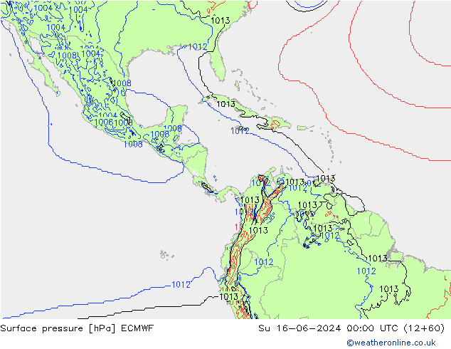 Surface pressure ECMWF Su 16.06.2024 00 UTC