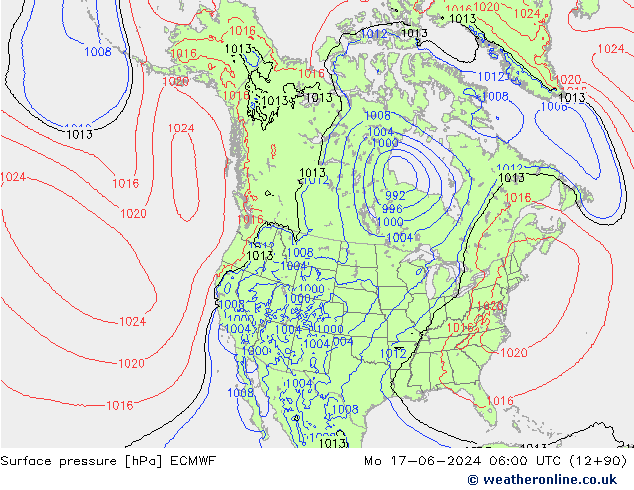 pressão do solo ECMWF Seg 17.06.2024 06 UTC