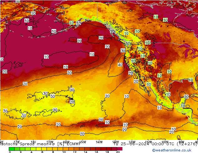 Isotachs Spread ECMWF Tu 25.06.2024 00 UTC