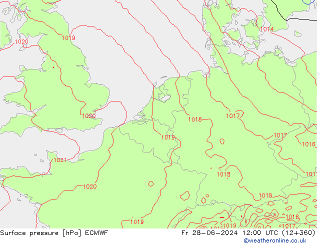 Bodendruck ECMWF Fr 28.06.2024 12 UTC