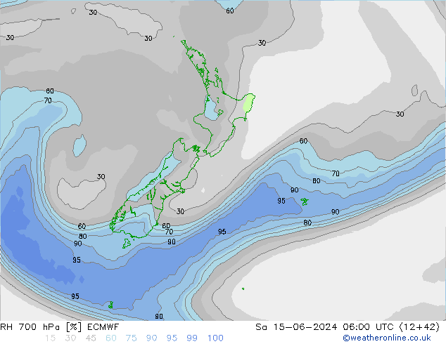 RH 700 hPa ECMWF Sáb 15.06.2024 06 UTC