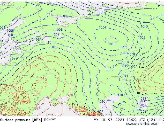 приземное давление ECMWF ср 19.06.2024 12 UTC