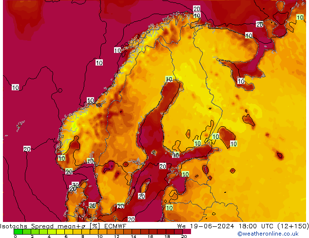 Isotachs Spread ECMWF St 19.06.2024 18 UTC