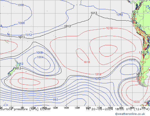 Atmosférický tlak ECMWF Čt 20.06.2024 18 UTC