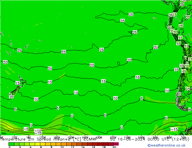 Temperature 2m Spread ECMWF Ne 16.06.2024 00 UTC