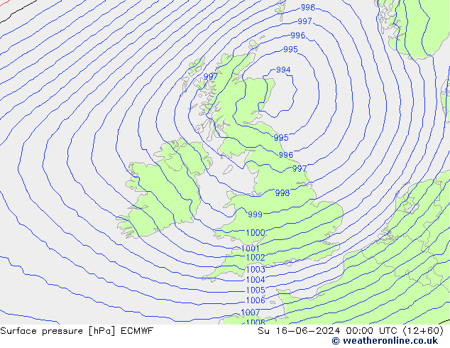 приземное давление ECMWF Вс 16.06.2024 00 UTC