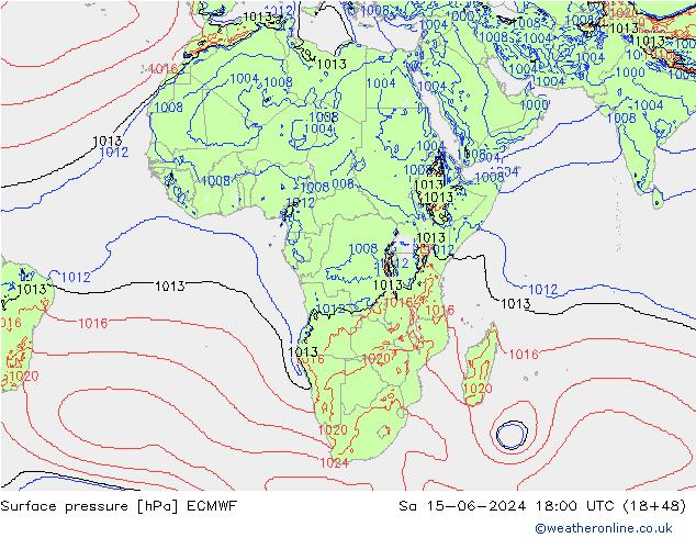 Luchtdruk (Grond) ECMWF za 15.06.2024 18 UTC