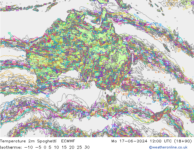 Temperatura 2m Spaghetti ECMWF Seg 17.06.2024 12 UTC