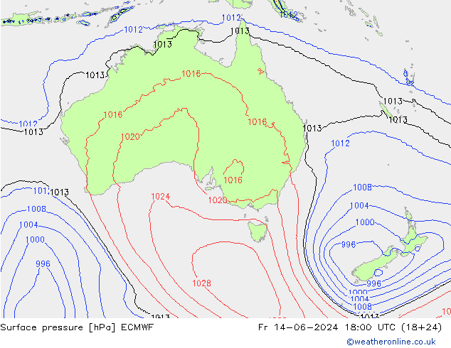 Yer basıncı ECMWF Cu 14.06.2024 18 UTC