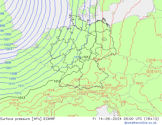 Yer basıncı ECMWF Cu 14.06.2024 06 UTC