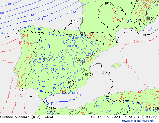 pression de l'air ECMWF dim 16.06.2024 18 UTC