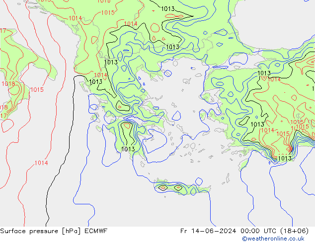 Surface pressure ECMWF Fr 14.06.2024 00 UTC