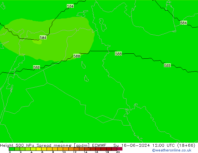 Height 500 гПа Spread ECMWF Вс 16.06.2024 12 UTC