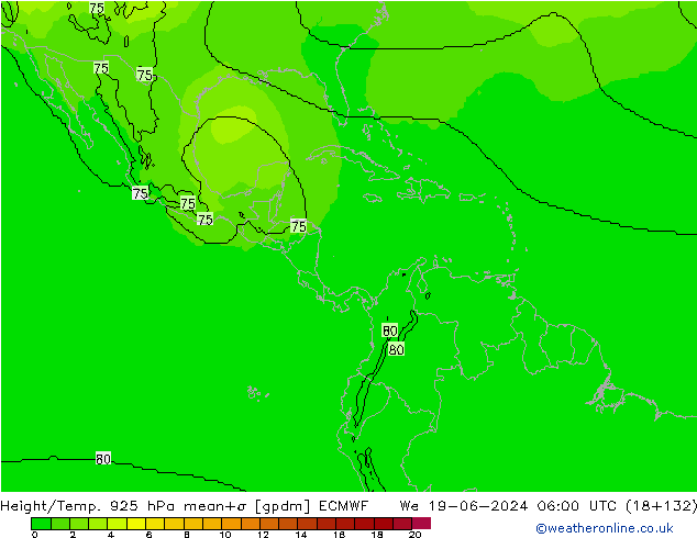 Height/Temp. 925 hPa ECMWF Mi 19.06.2024 06 UTC