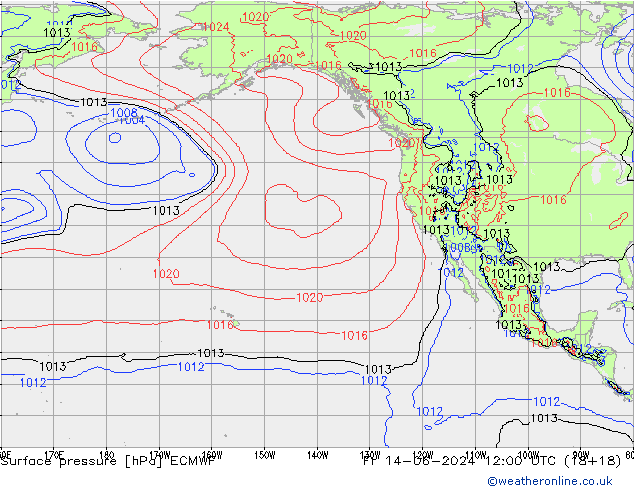 Luchtdruk (Grond) ECMWF vr 14.06.2024 12 UTC