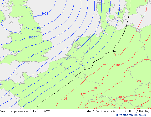 Yer basıncı ECMWF Pzt 17.06.2024 06 UTC