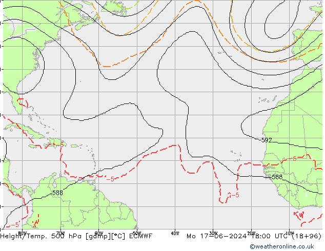 Hoogte/Temp. 500 hPa ECMWF ma 17.06.2024 18 UTC