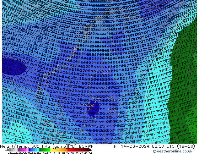 Geop./Temp. 500 hPa ECMWF vie 14.06.2024 00 UTC