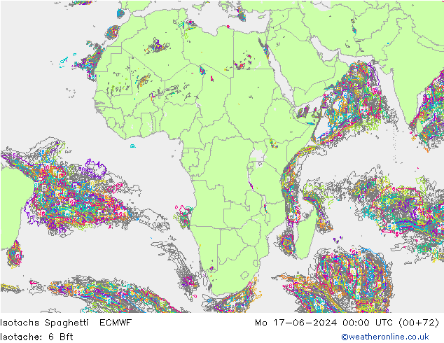 Isotachs Spaghetti ECMWF Seg 17.06.2024 00 UTC