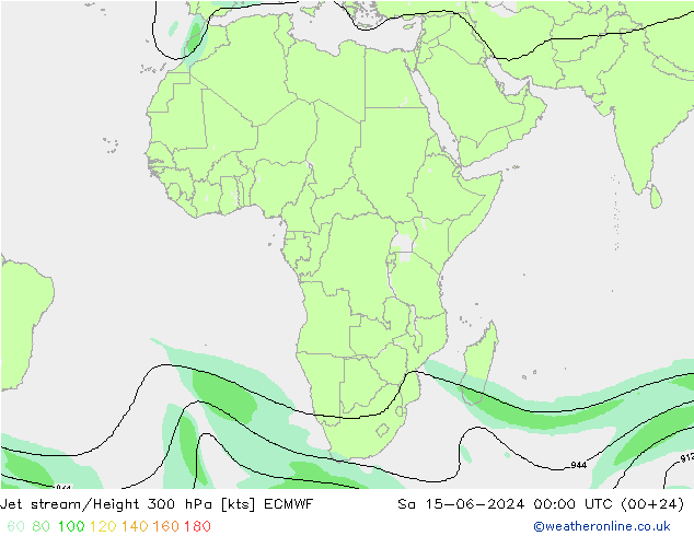 Jet stream/Height 300 hPa ECMWF So 15.06.2024 00 UTC